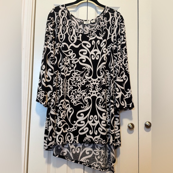 Cato Tops - Plus 18/20W Black White Textured Blouse Dressy Work Top
